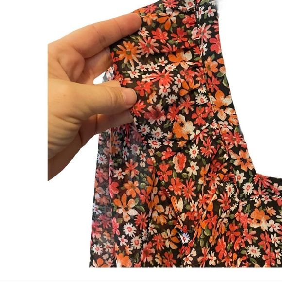 NWT Eclair cinched waist floral square neck flowy bohemian peasant blouse top M - Picture 4 of 9